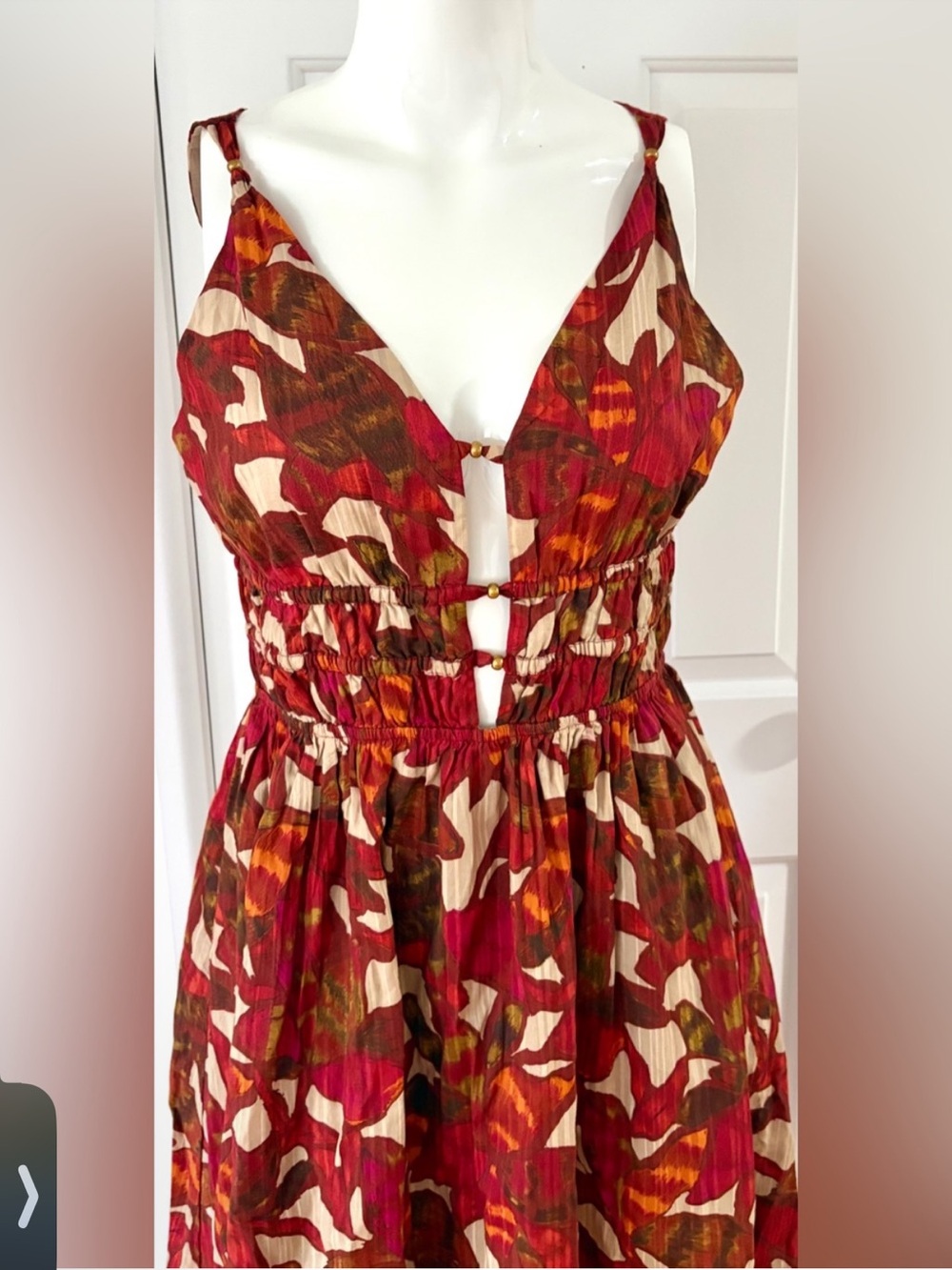NWT.Caroline Constas Red Multi-Print
Sleeveless Midi beautiful vacation Dress . - Picture 5 of 5